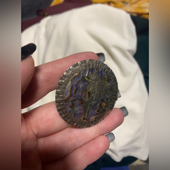 VTG Sterling Silver Hecho en México 925 Abalone Pendant Pin - Picture 3 of 6